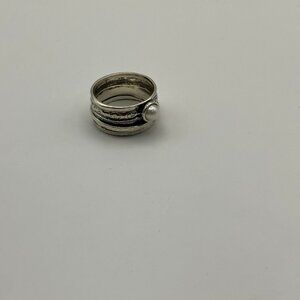 Jean Rachel Jewelry 925 Sterling Spinner Ring Freshwater Pearl Floral Size 11